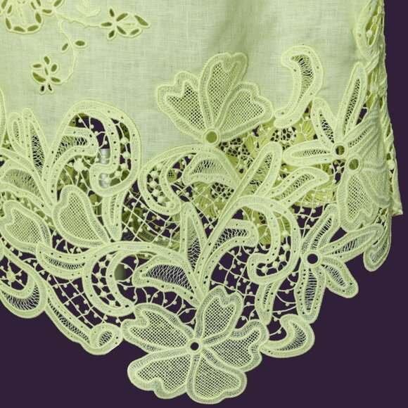 Ulla Johnson Marlis Embroidered Linen Lace Tank Top Citron Size 2 New With Tags - Picture 4 of 10